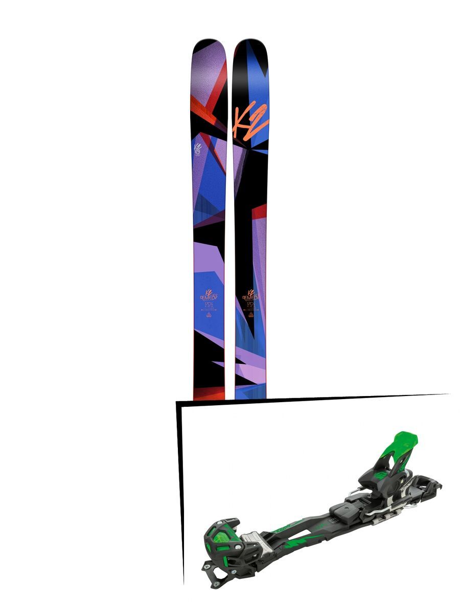 Set: K2 SKI Remedy 102 2017 + Tyrolia Adrenalin 16 ohne Bremse, solid black flash green - Skiset - Bild 1