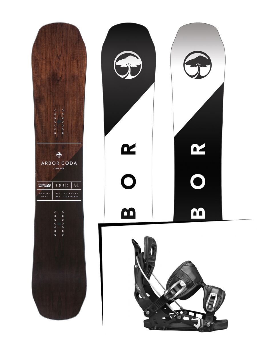 Set: Arbor Coda Camber 2017 + Flow NX2 2017, black - Snowboardset - Bild 1
