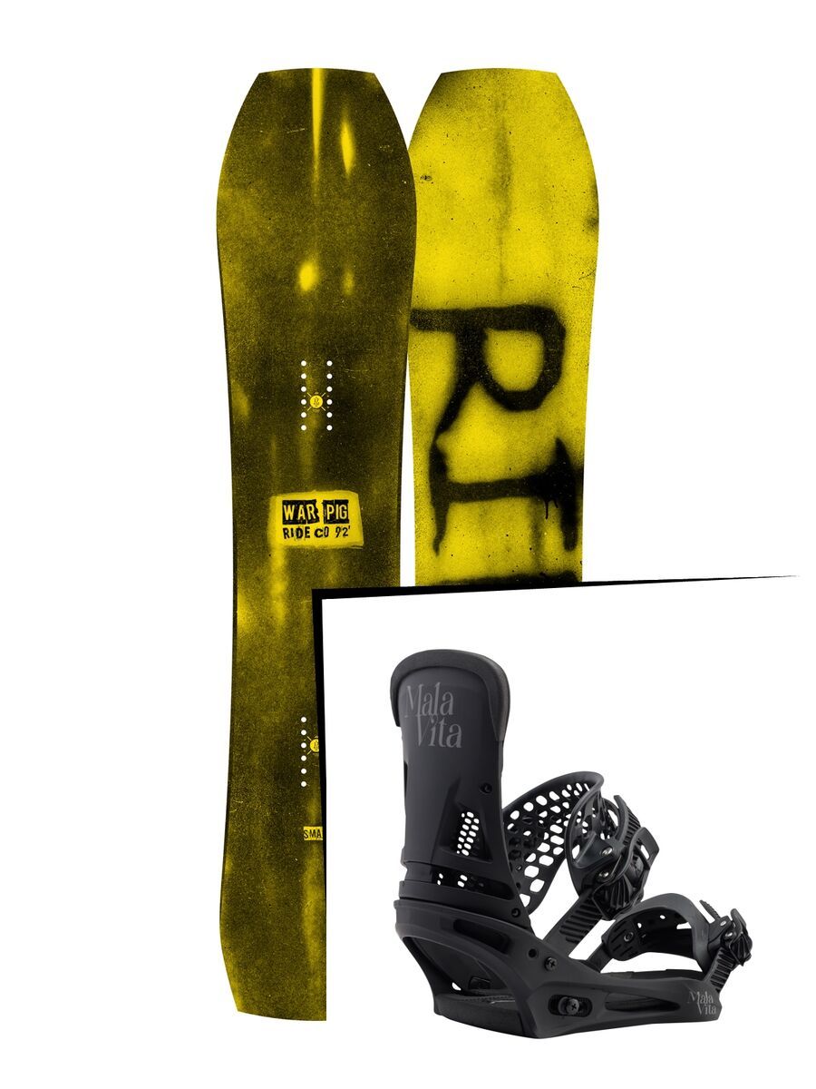 Set: Ride Warpig Small 2017 + Burton Malavita 2017, black - Snowboardset - Bild 1