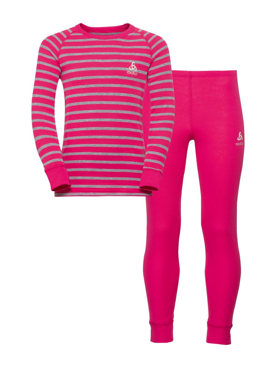 Odlo Active Original Warm Kids Set, beetroot purple - grey melange - stripes - Bild 1