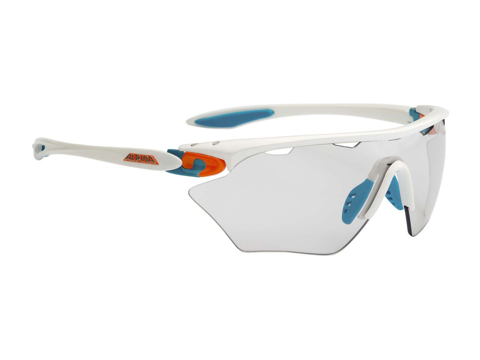 Alpina Twist Four Shield VL+, white-cyan-orange/Varioflex black S1-3 fogstop - Bild 1