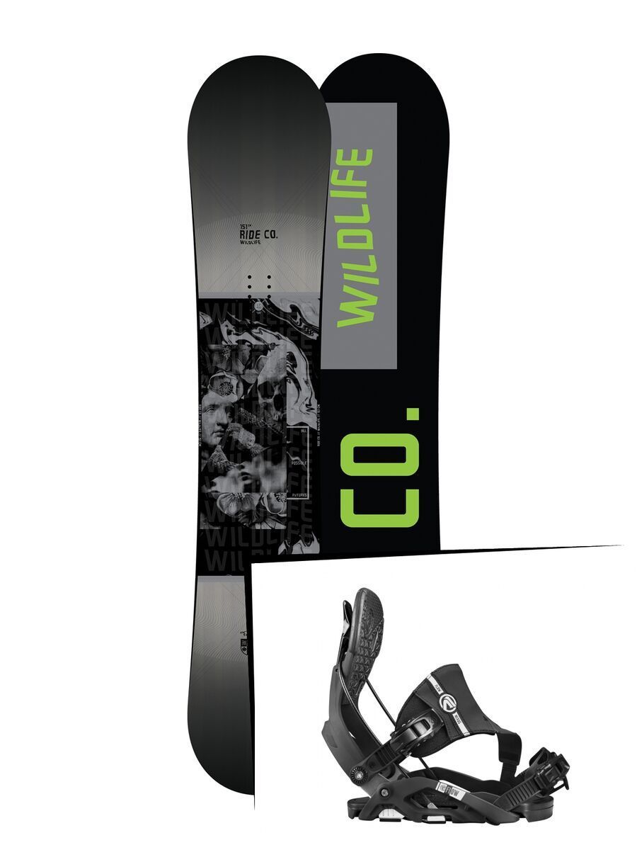 Set: Ride Wild Life 2017 + Flow Nexus Hybrid 2017, black - Snowboardset - Bild 1
