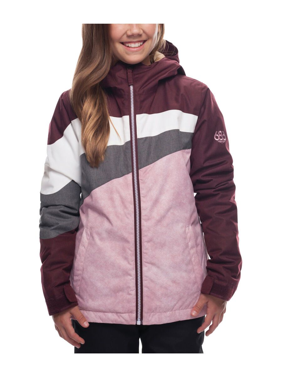 686 Girls' Ray Insulated Jacket, wine melange colorblock - Bild 1