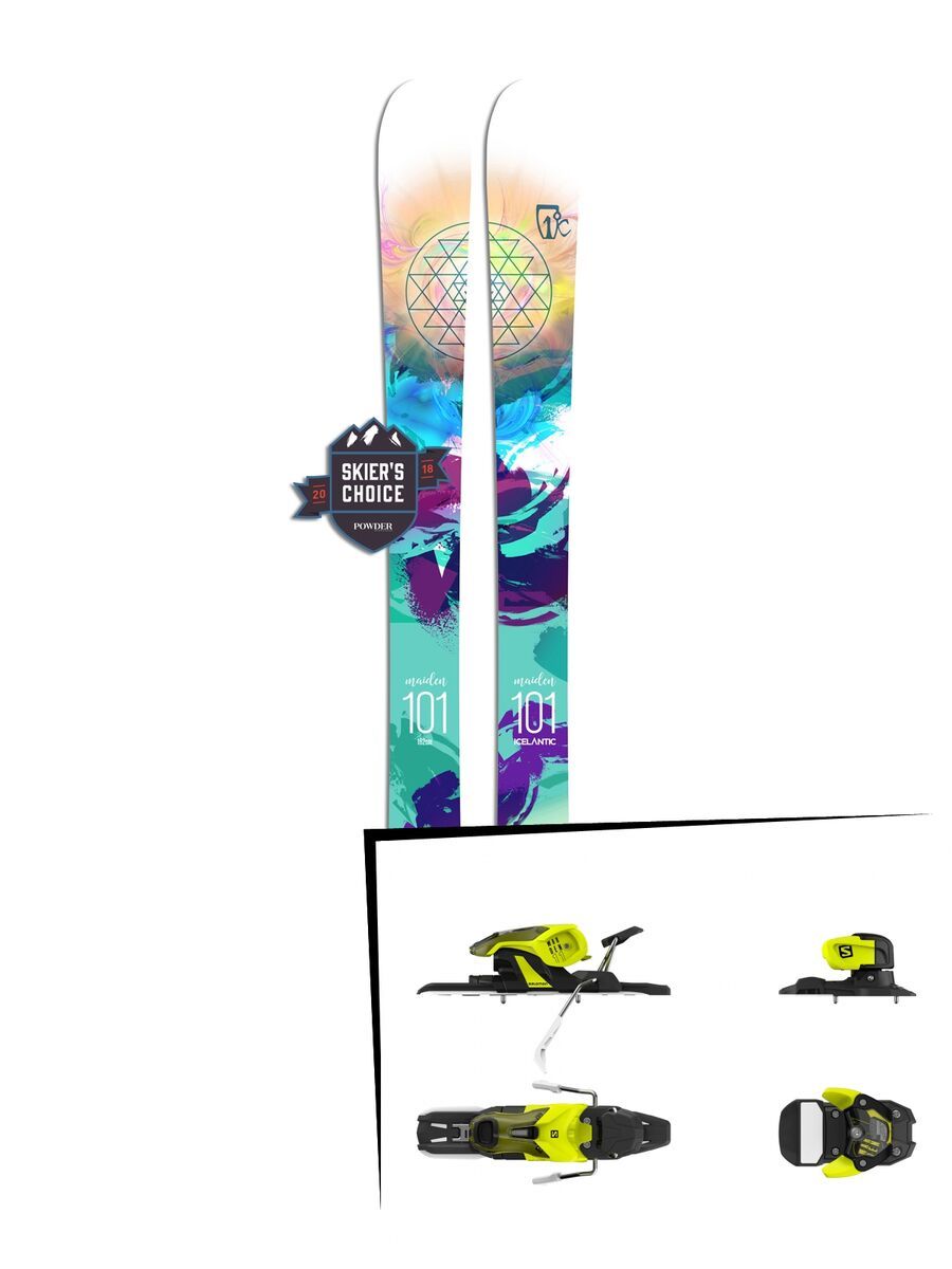 Set: Icelantic Maiden 101 2018 + Salomon Warden 11 yellow/black - Bild 1
