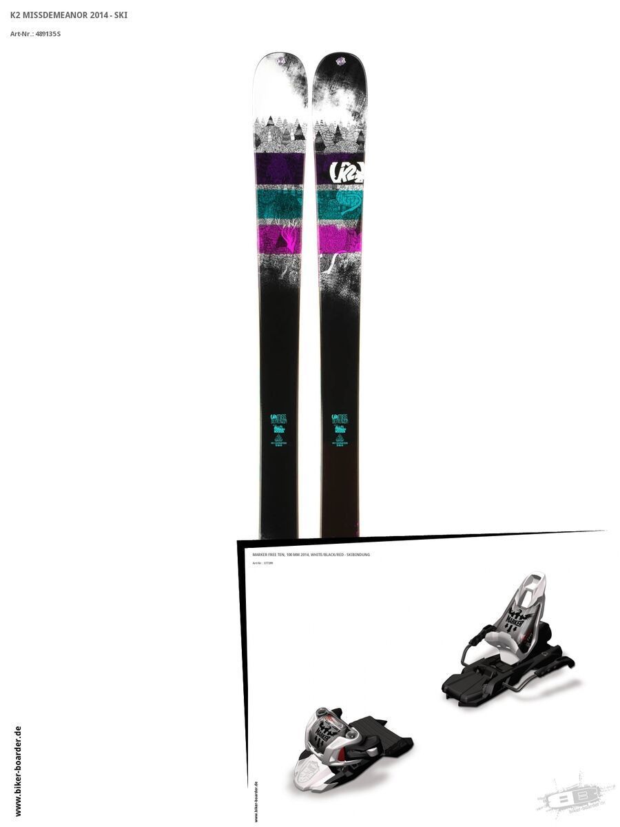 K2 SKI Set: MissDemeanor 2014 + Marker Free Ten - Bild 1