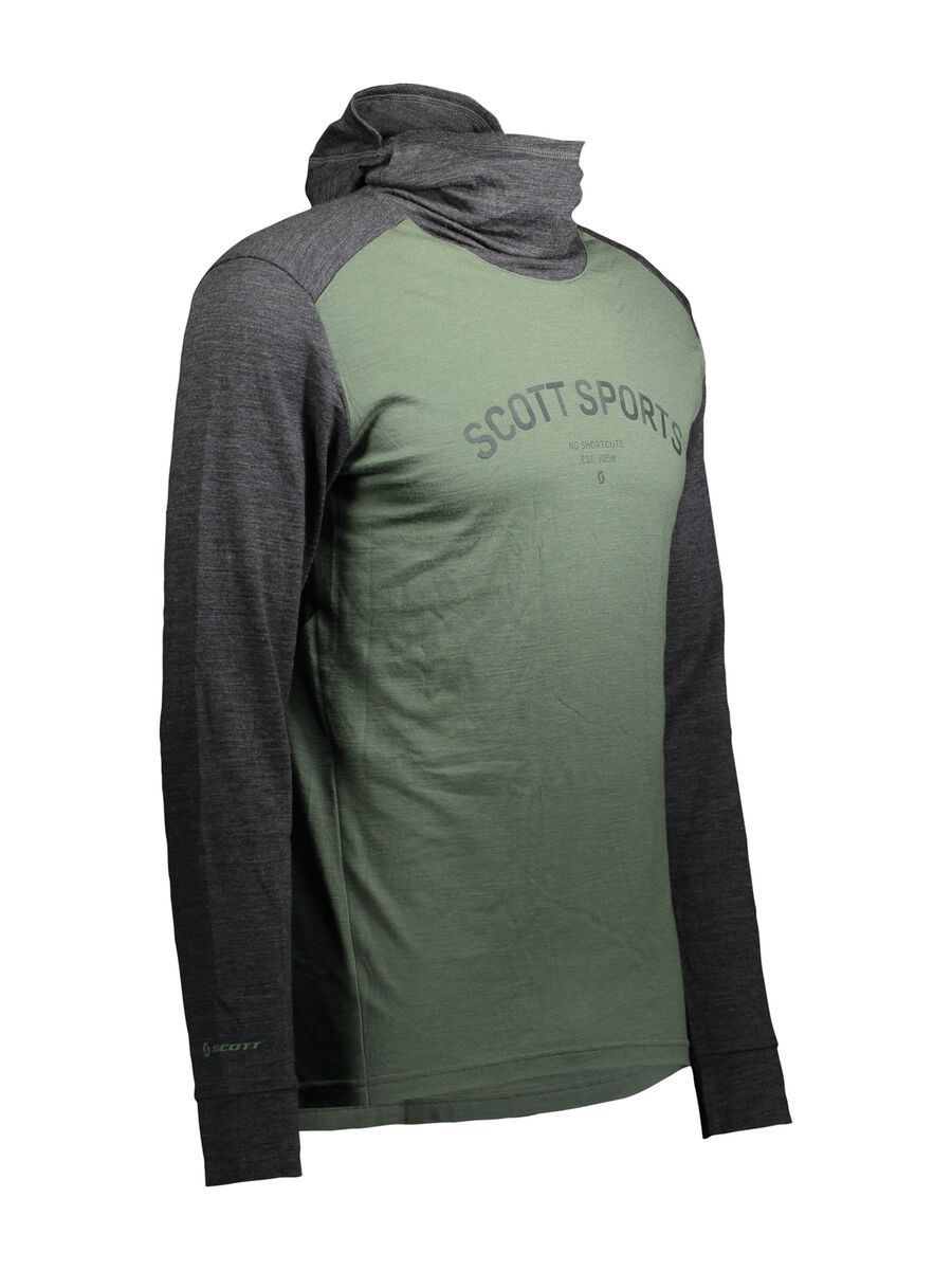 Scott Defined Merino L/SL Men's Hoody, dark grey melange/frost green - Bild 2