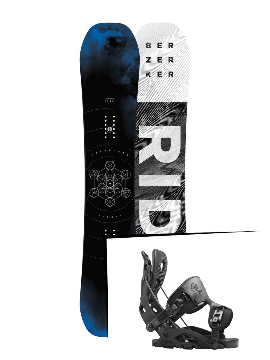 Set: Ride Berzerker 2017 + Flow Fuse 2016, black - Snowboardset - Bild 1