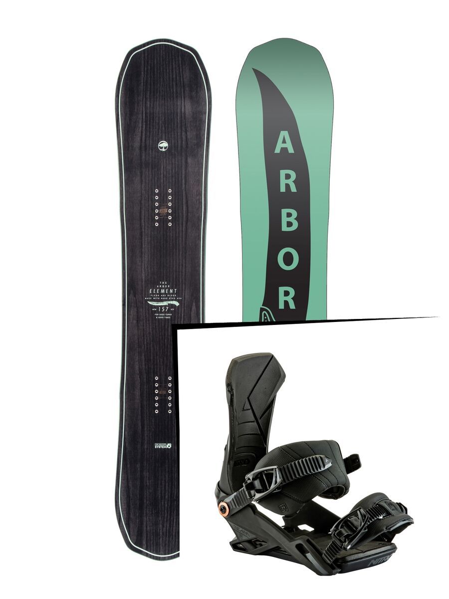 Set: Arbor Element Mid Wide 2017 + Nitro Team 2017, black - Snowboardset - Bild 1