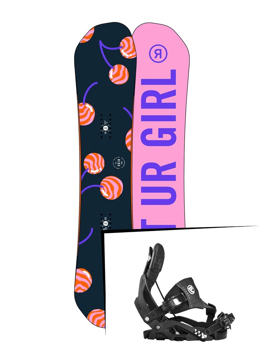 Set: Ride OMG 2017 + Flow Juno Hybrid 2017, black - Snowboardset - Bild 1