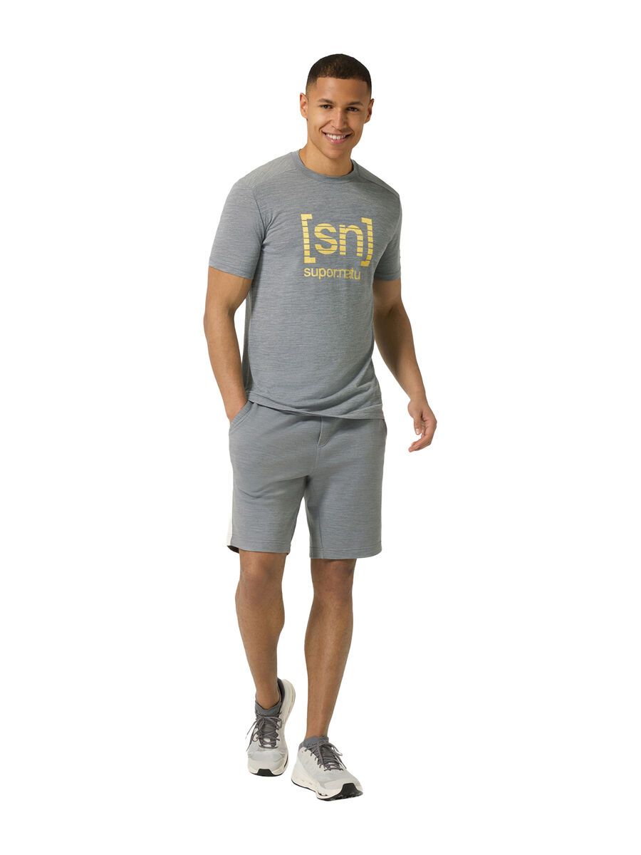 super.natural Grid Logo Tee Herren, cashmere grey melange/aspen gold - Bild 5