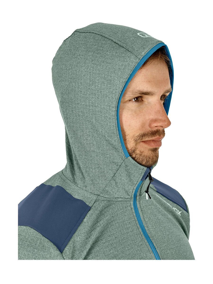Ortovox Merino Fleece Light Grid Zip Neck Hoody M, green forest - Bild 2