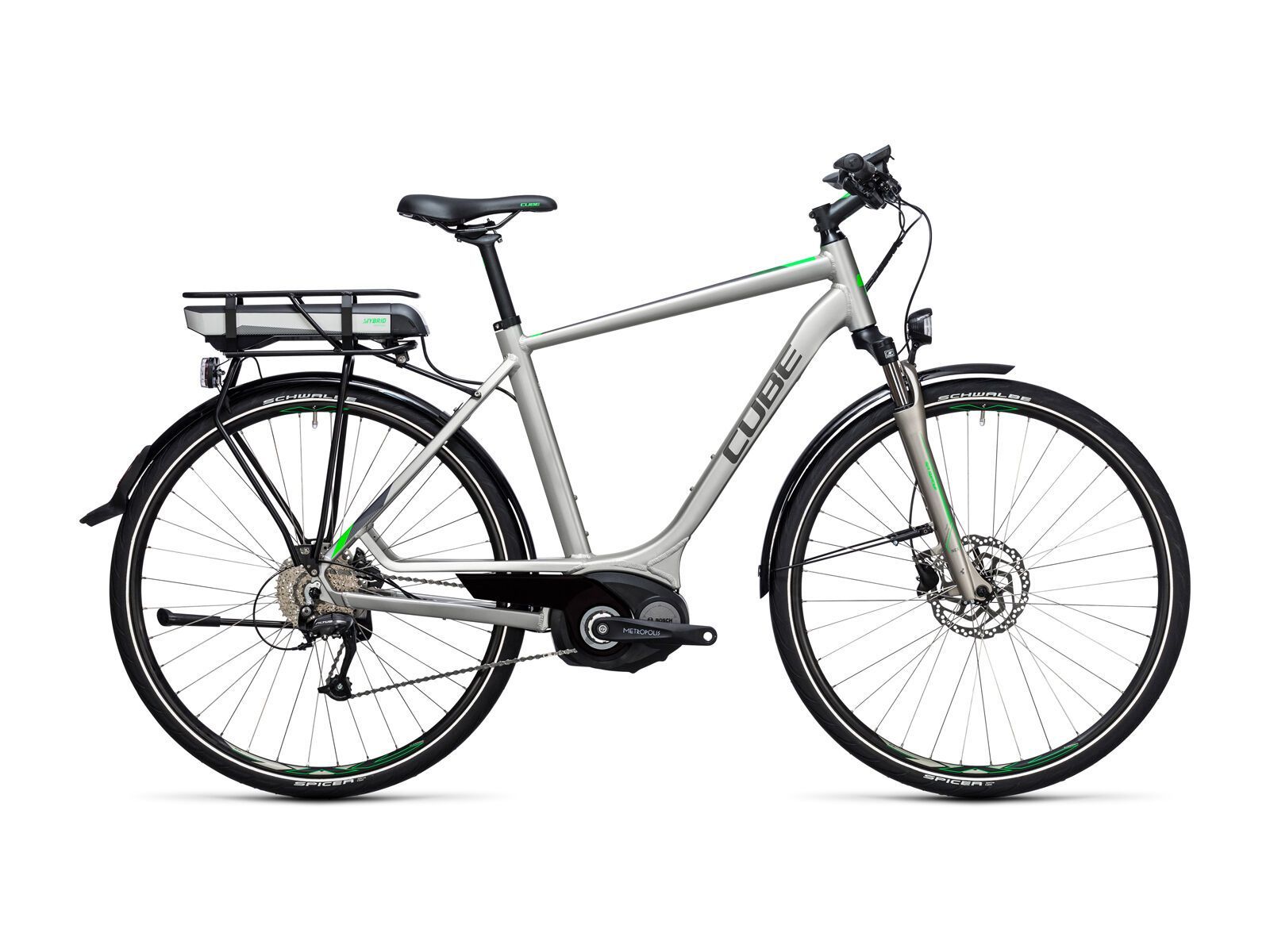 Cube Touring Hybrid ONE 400, silver´n´flashgreen - Bild 1