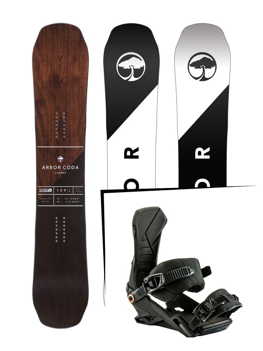Set: Arbor Coda Camber 2017 + Nitro Team 2017, black - Snowboardset - Bild 1
