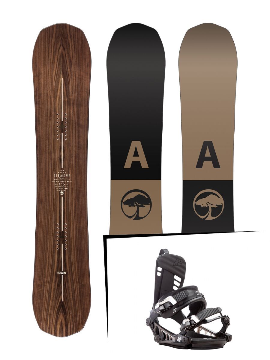 Set: Arbor Element Premium 2017 + K2 Cinch CTX 2017, black - Snowboardset - Bild 1