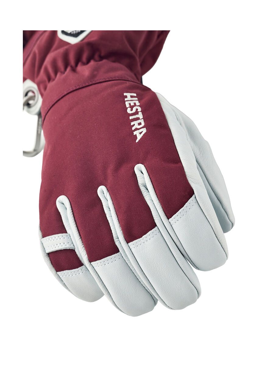 Hestra Army Leather Heli Ski 5 Finger, bordeaux - Bild 3