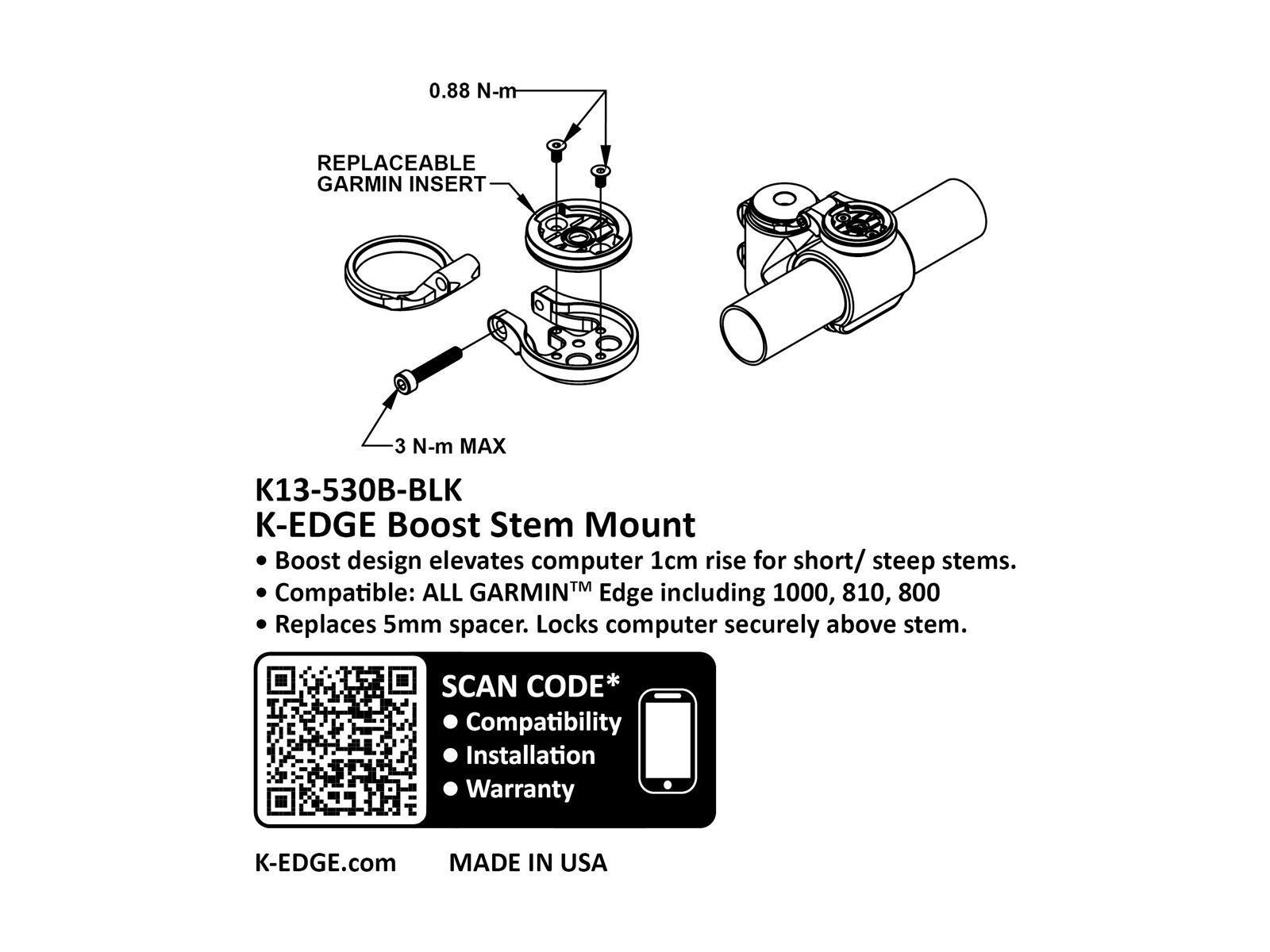 K-Edge Boost Stem Mount Garmin, black - Bild 4