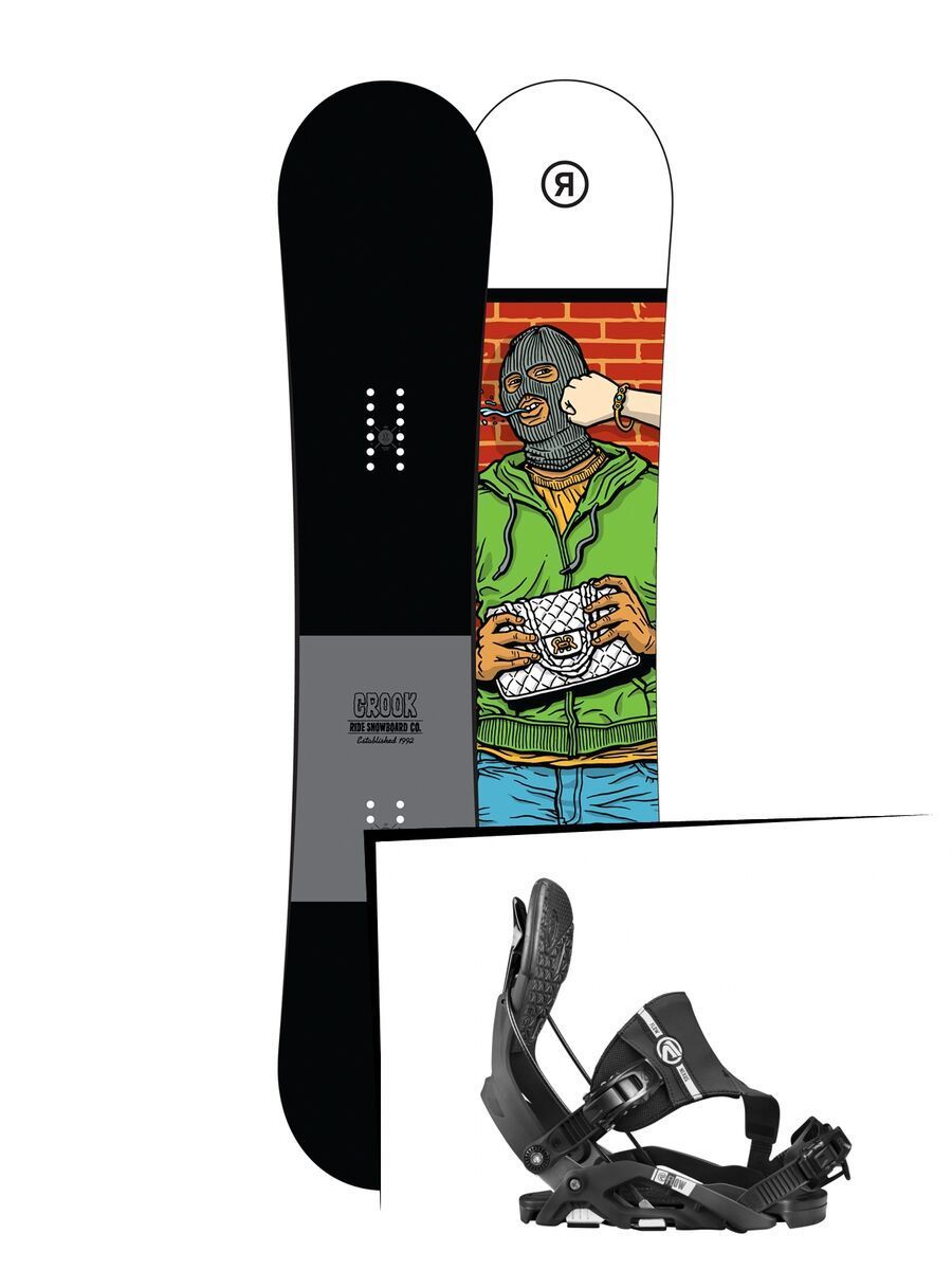 Set: Ride Crook 2017 + Flow Nexus Hybrid 2017, black - Snowboardset - Bild 1
