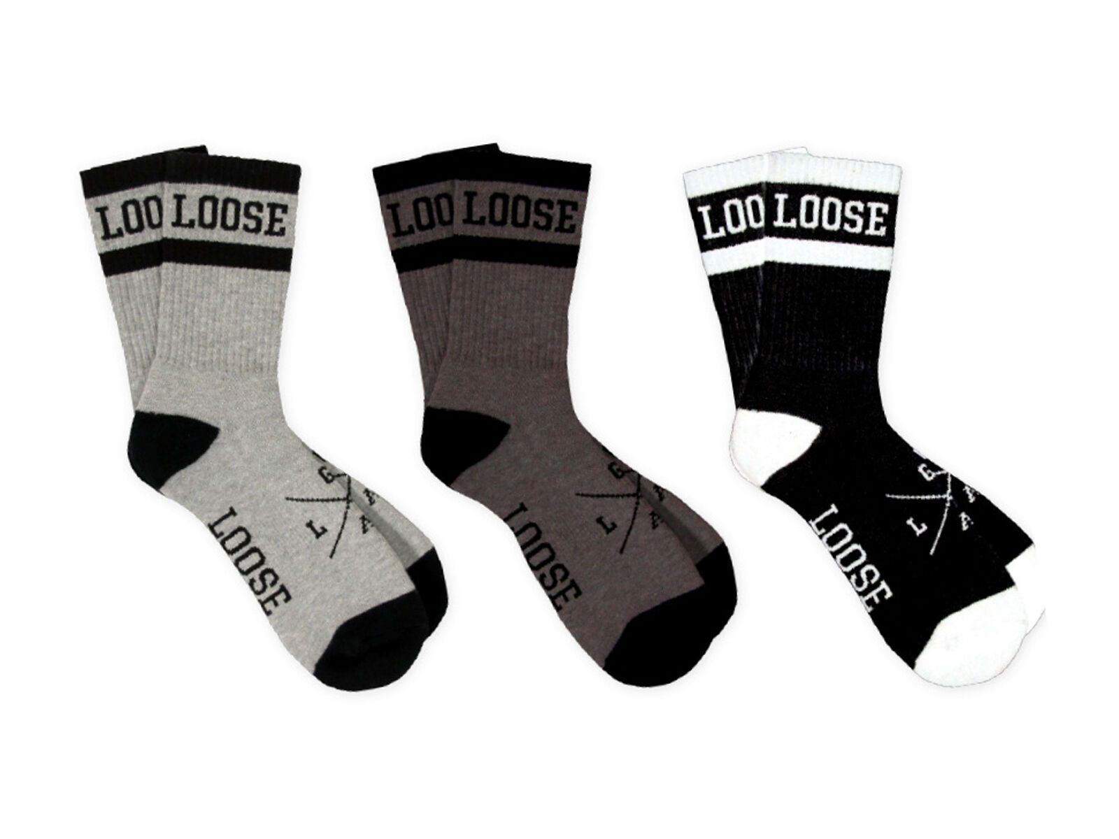 Loose Riders Cotton Socks 3-Pack Classic, black/white/grey - Bild 1