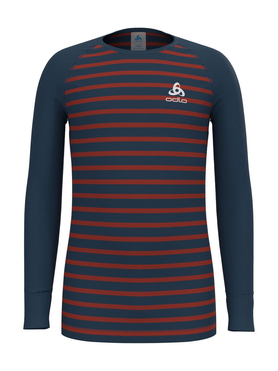 Odlo Active Warm Eco Kids Stripes Base Layer, blue wing teal/ketchup - Bild 1