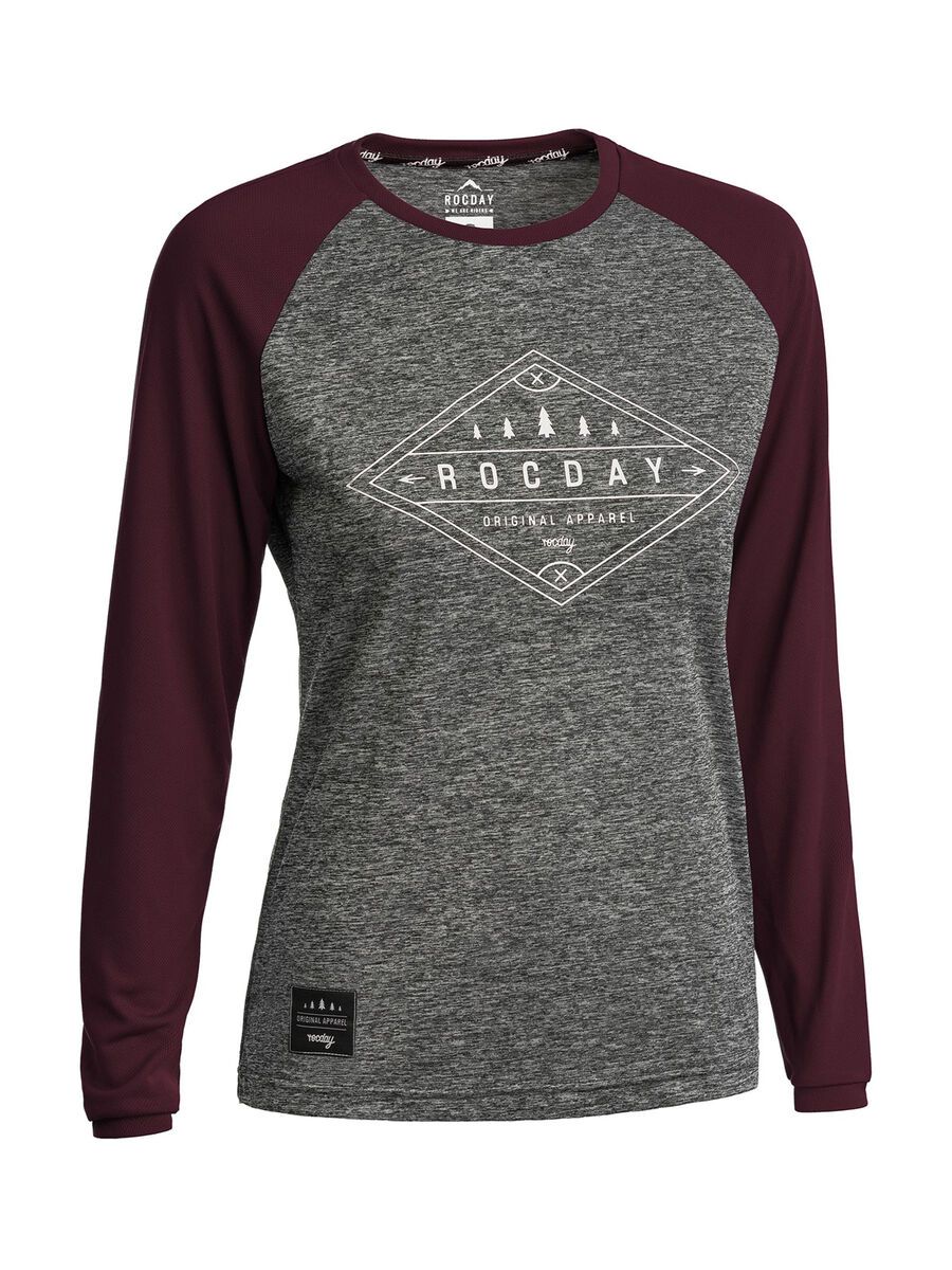 Rocday Line Long Sleeve Jersey, melange/burgundy - Bild 1