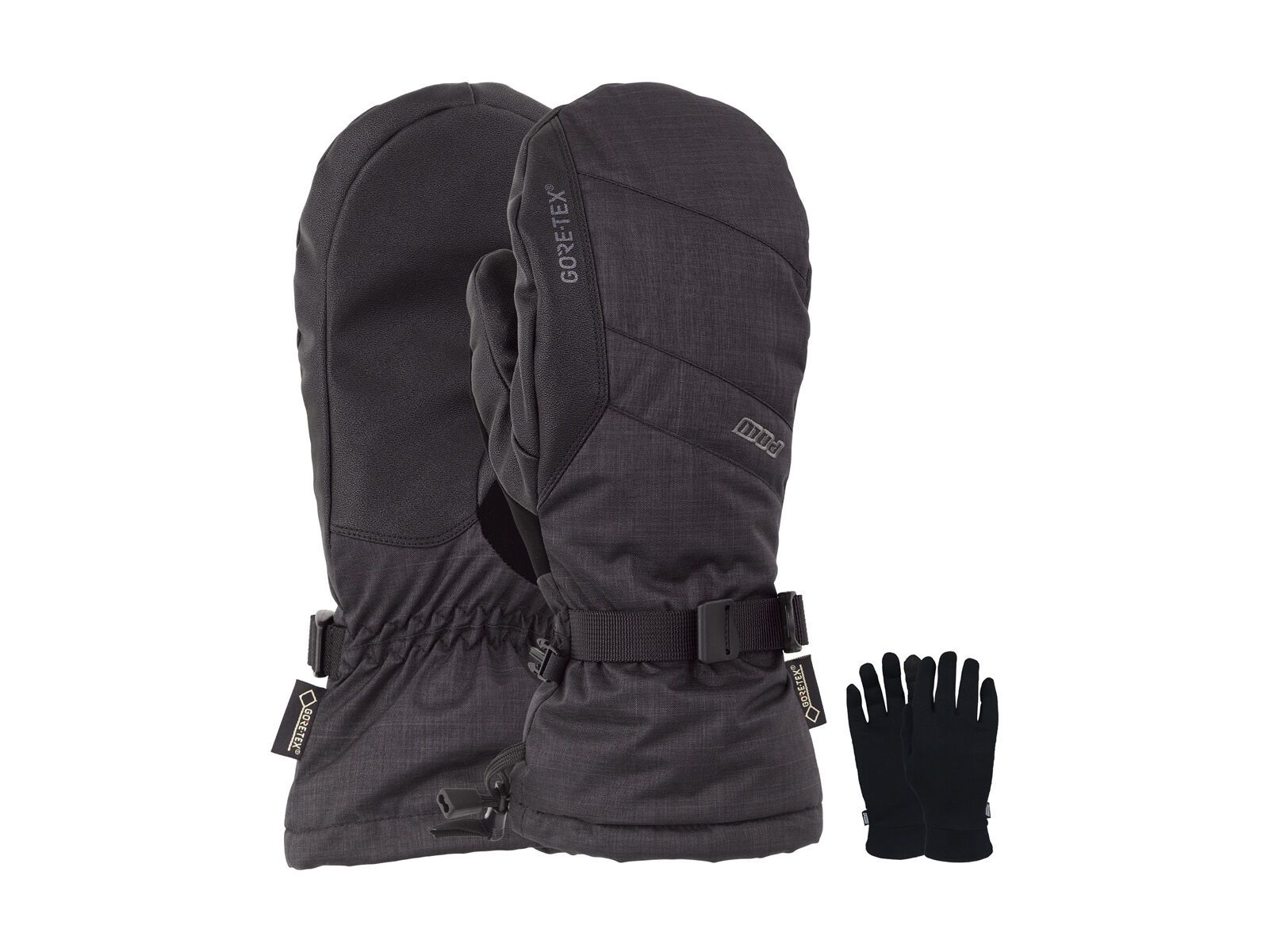 POW Gloves Warner Gore-Tex Long Mitt + Merino Liner, black - Bild 1