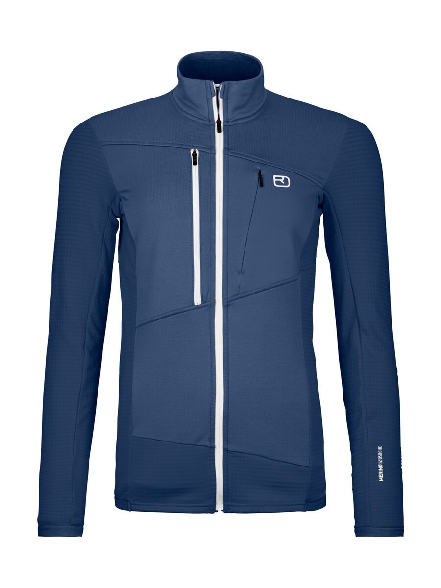Ortovox Merino Fleece Grid Jacket W, blue nunatak - Bild 1