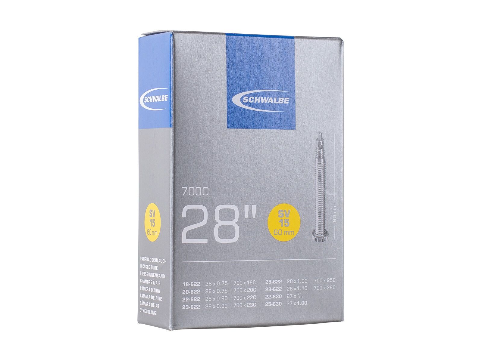 Schwalbe Schlauch SV 15 - 28 x 0.75-1.10 / 700 x 18-28C / 60 mm - Bild 1