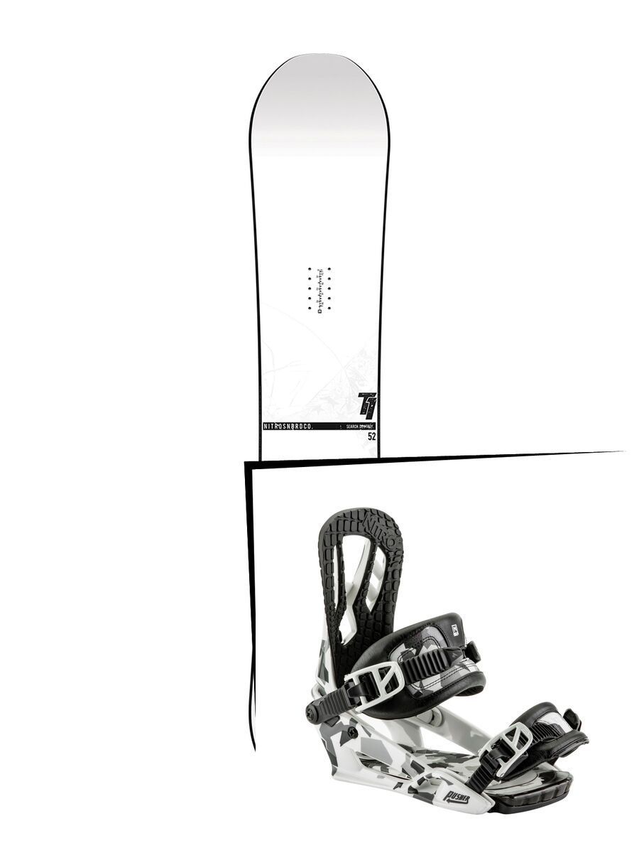 Set: Nitro T1 2017 + Nitro Pusher 2017, ice camo - Snowboardset - Bild 1