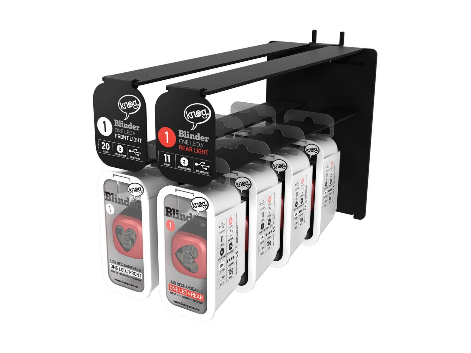 Knog Blinder 1 Heart Slatwall Display, rot - Bild 1