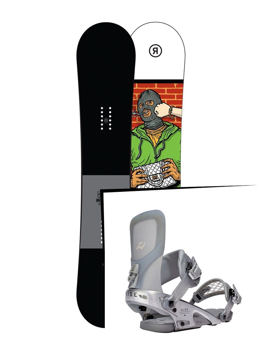Set: Ride Crook 2017 + Ride Rodeo LTD 2016, silver - Snowboardset - Bild 1