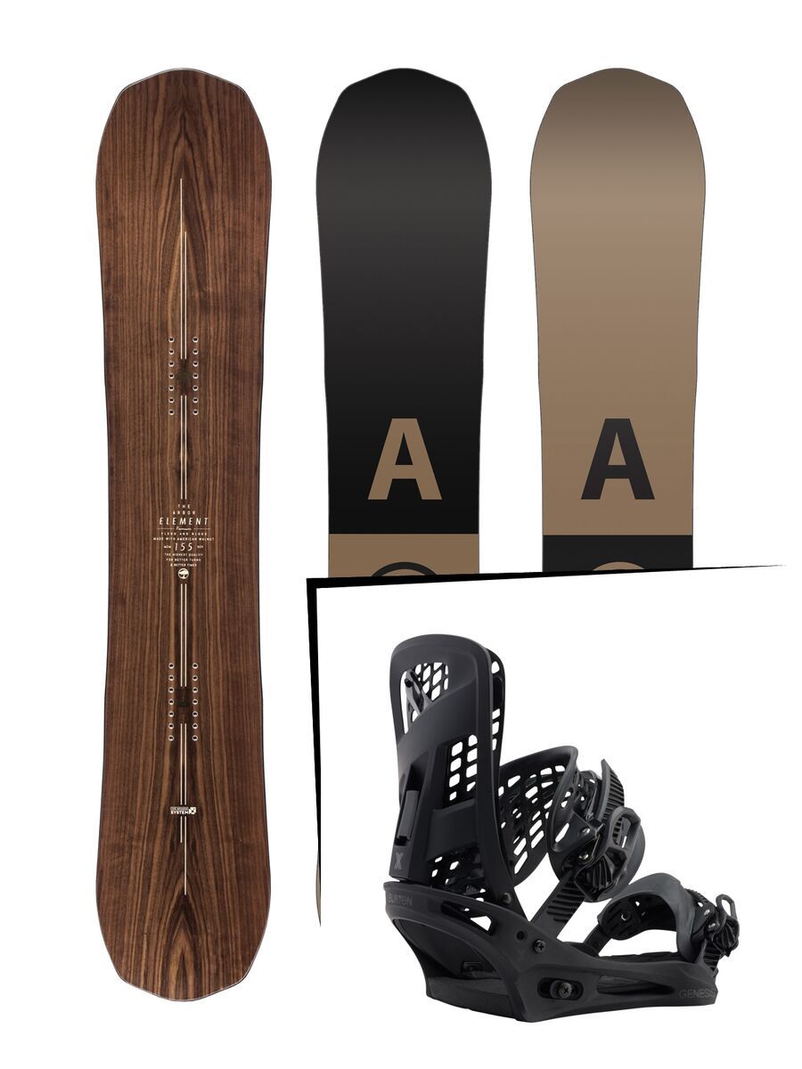 Set: Arbor Element Premium Mid Wide 2017 + Burton Genesis X 2017, black marble - Snowboardset - Bild 1
