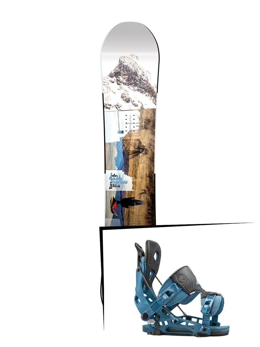 Set: Nitro Team Exposure Gullwing Wide 2017 + Flow NX2 2016, blue - Snowboardset - Bild 1