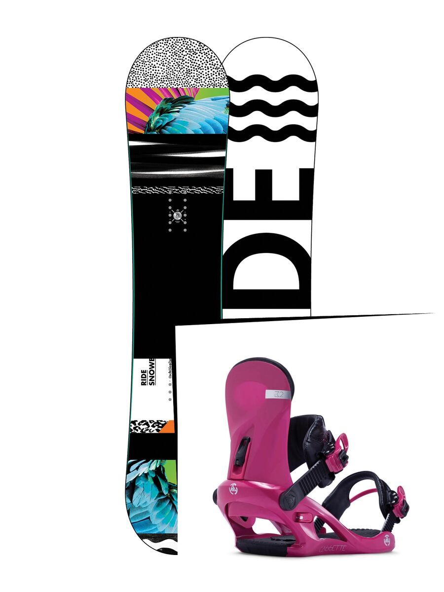 Set: Ride Rapture 2017 + K2 Cassette 2014, pink - Snowboardset - Bild 1