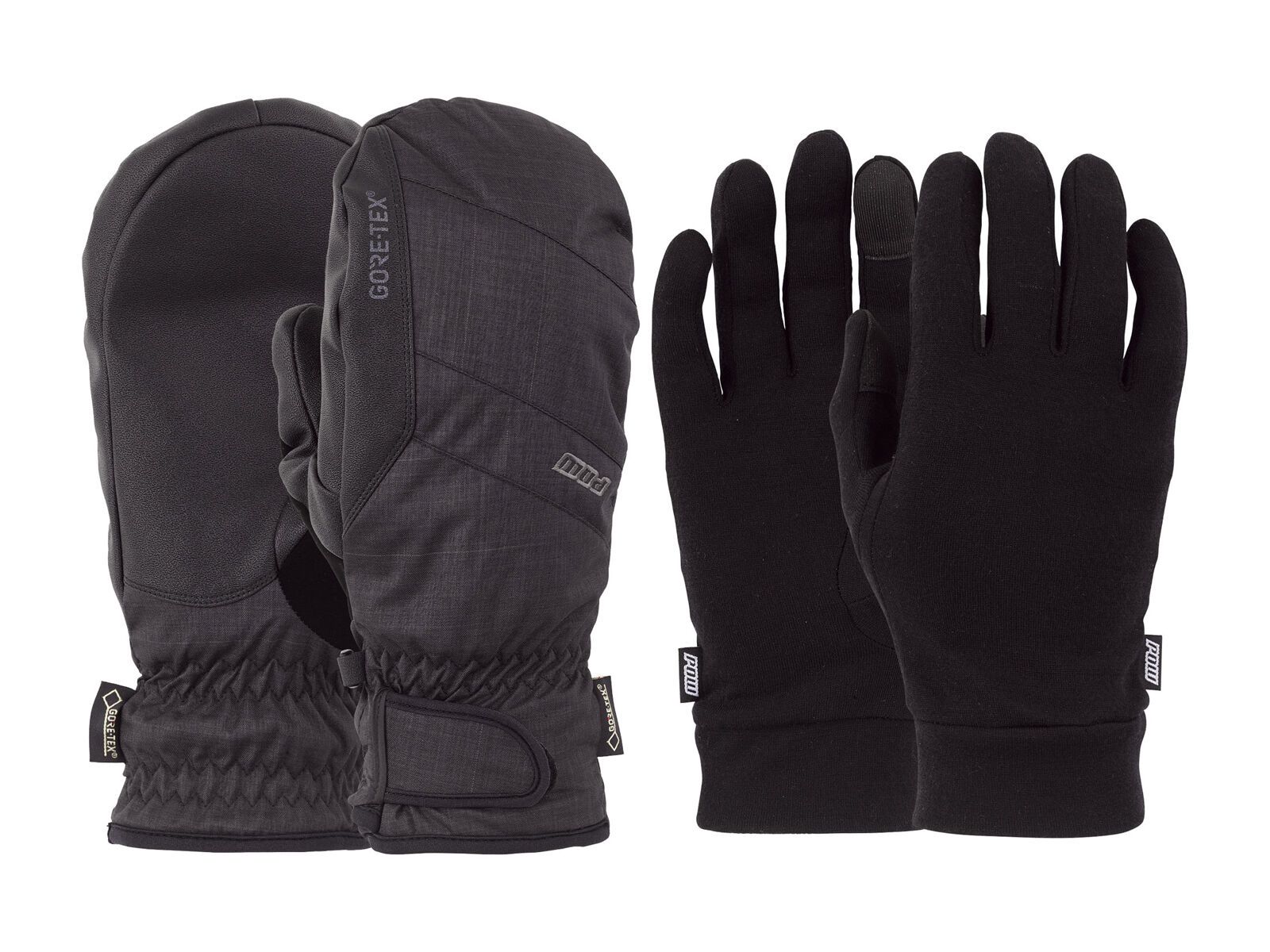 POW Gloves Warner Gore-Tex Short Mitt + Merino Liner, black - Bild 2
