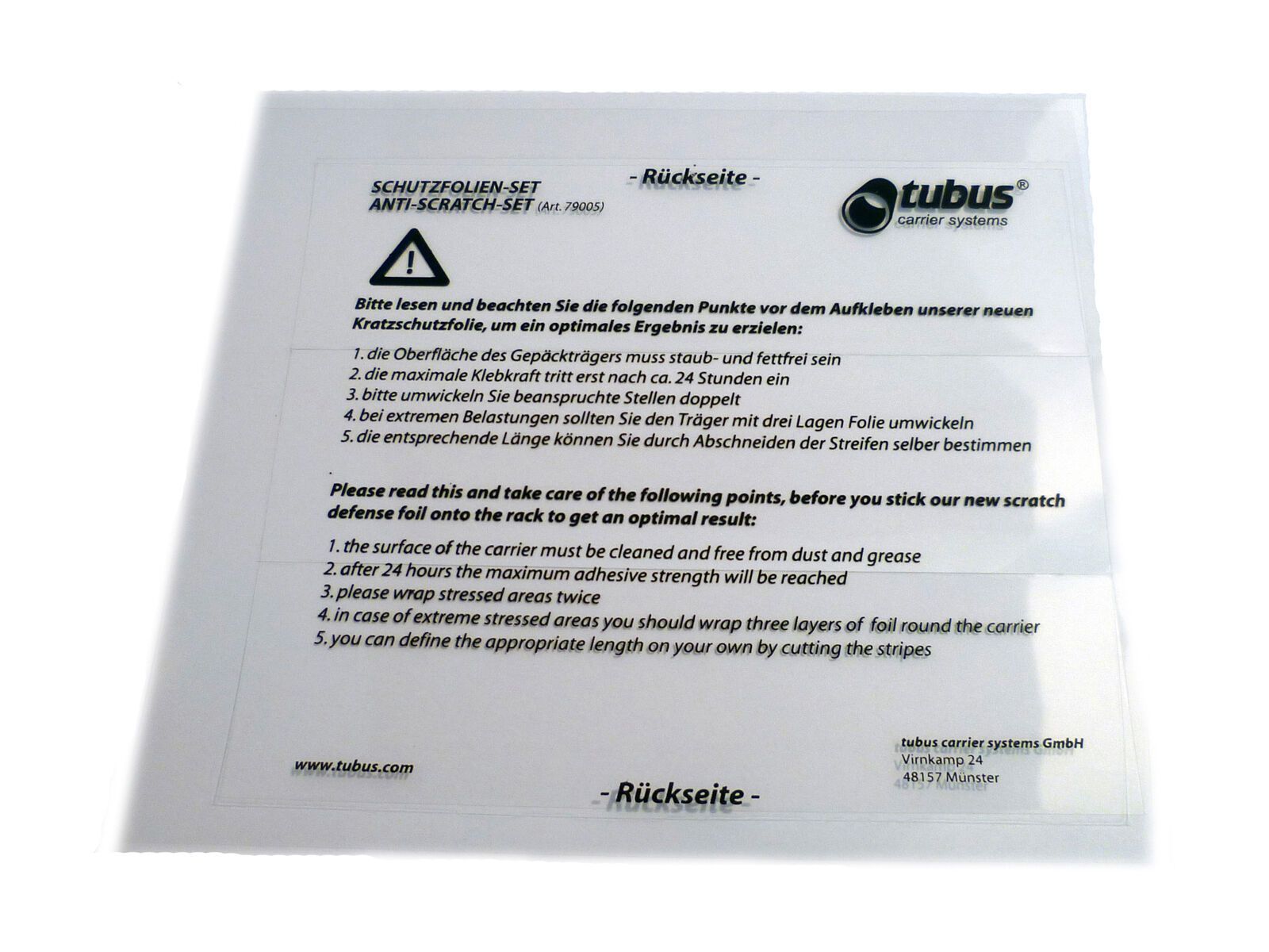 Tubus Schutzfolien-Set - Bild 1