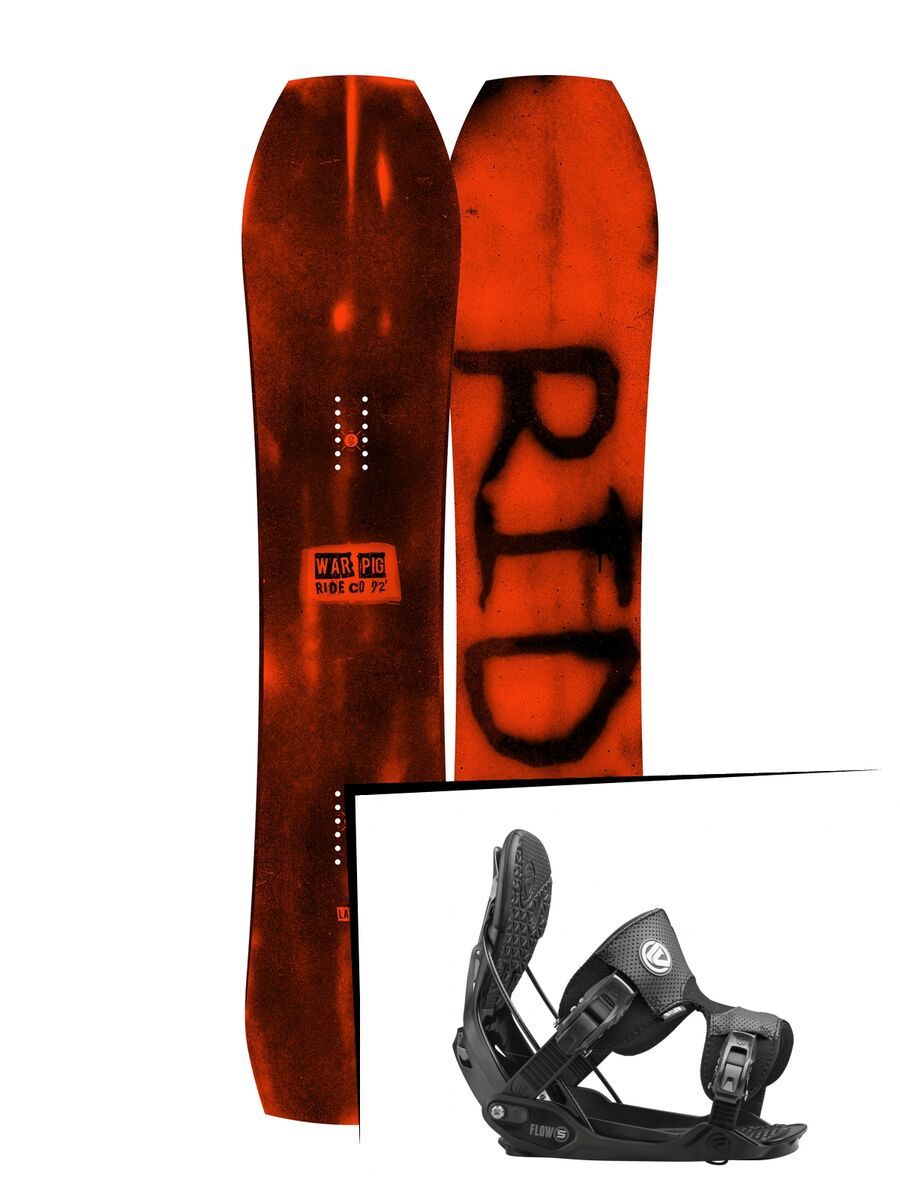 Set: Ride Warpig Large 2017 + Flow Five 2016, black - Snowboardset - Bild 1