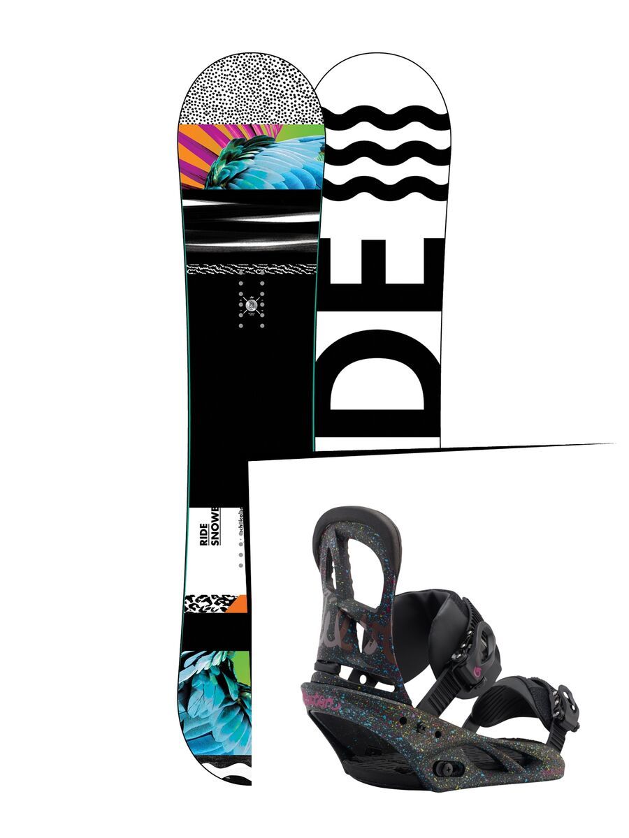 Set: Ride Rapture 2017 + Burton Scribe 2017, splat a tat black - Snowboardset - Bild 1