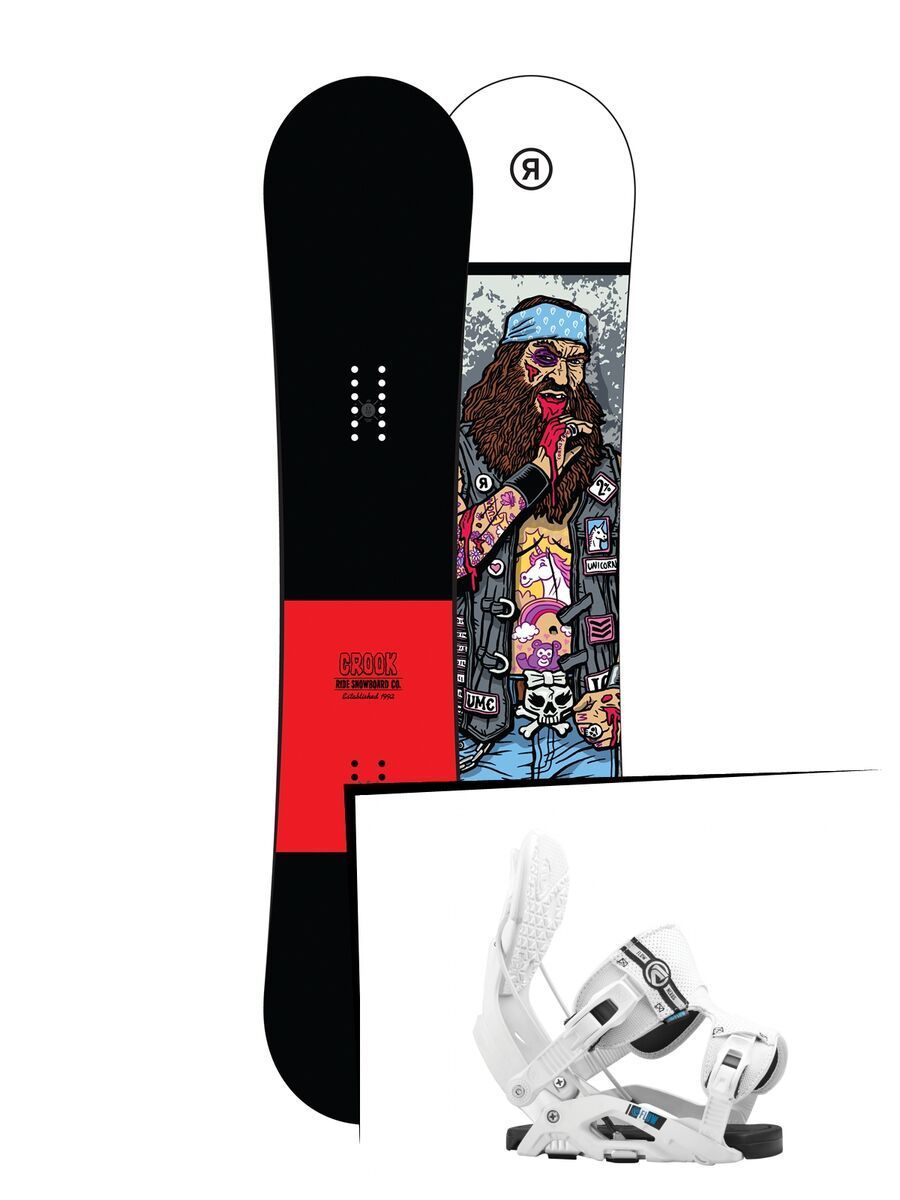 Set: Ride Crook Wide 2017 + Flow Nexus 2016, white - Snowboardset - Bild 1