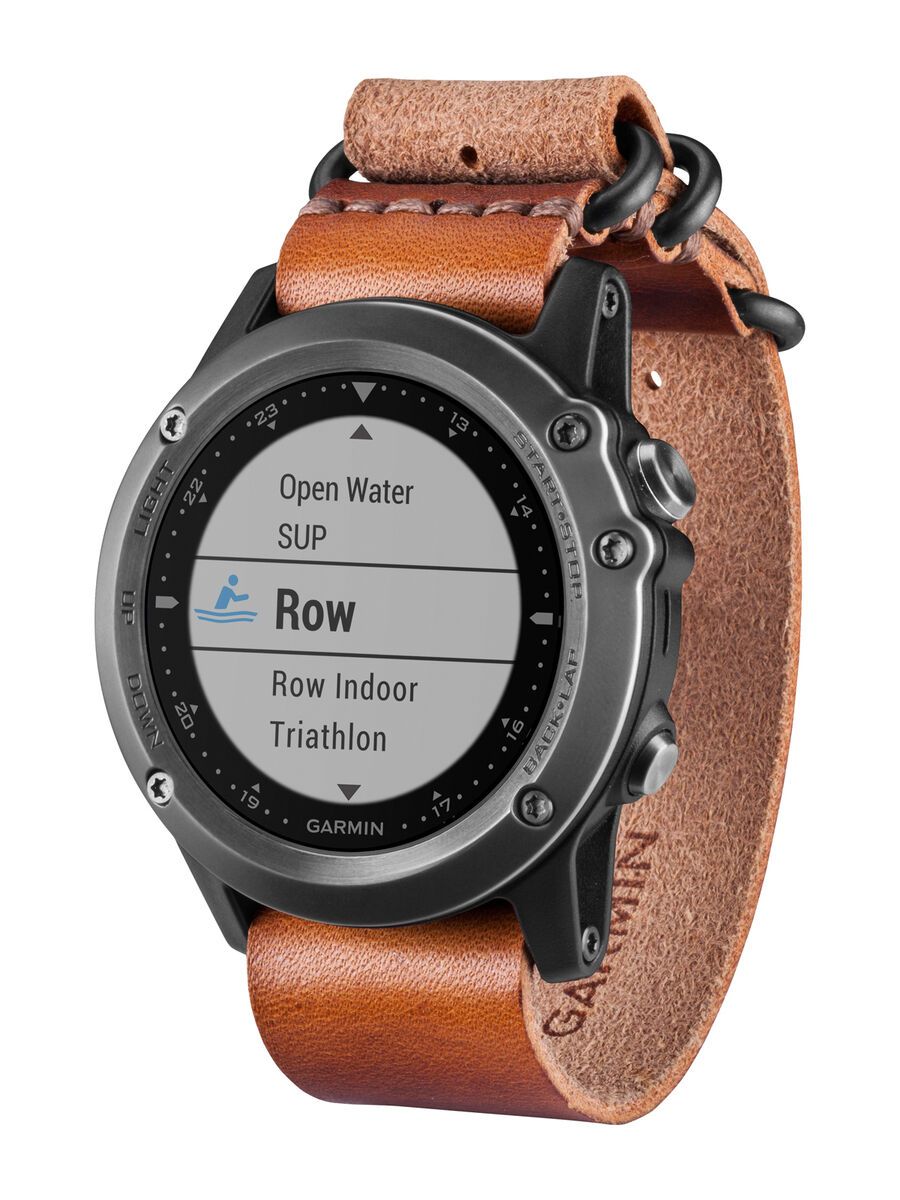 Garmin fenix 3 mit Saphirglas, Lederarmband und Nylonband, grau - Bild 2
