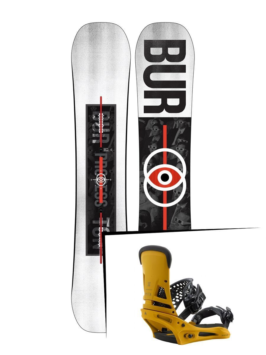 Set: Burton Process Flying V Wide 2019 + Burton Malavita colonel mustard - Bild 1
