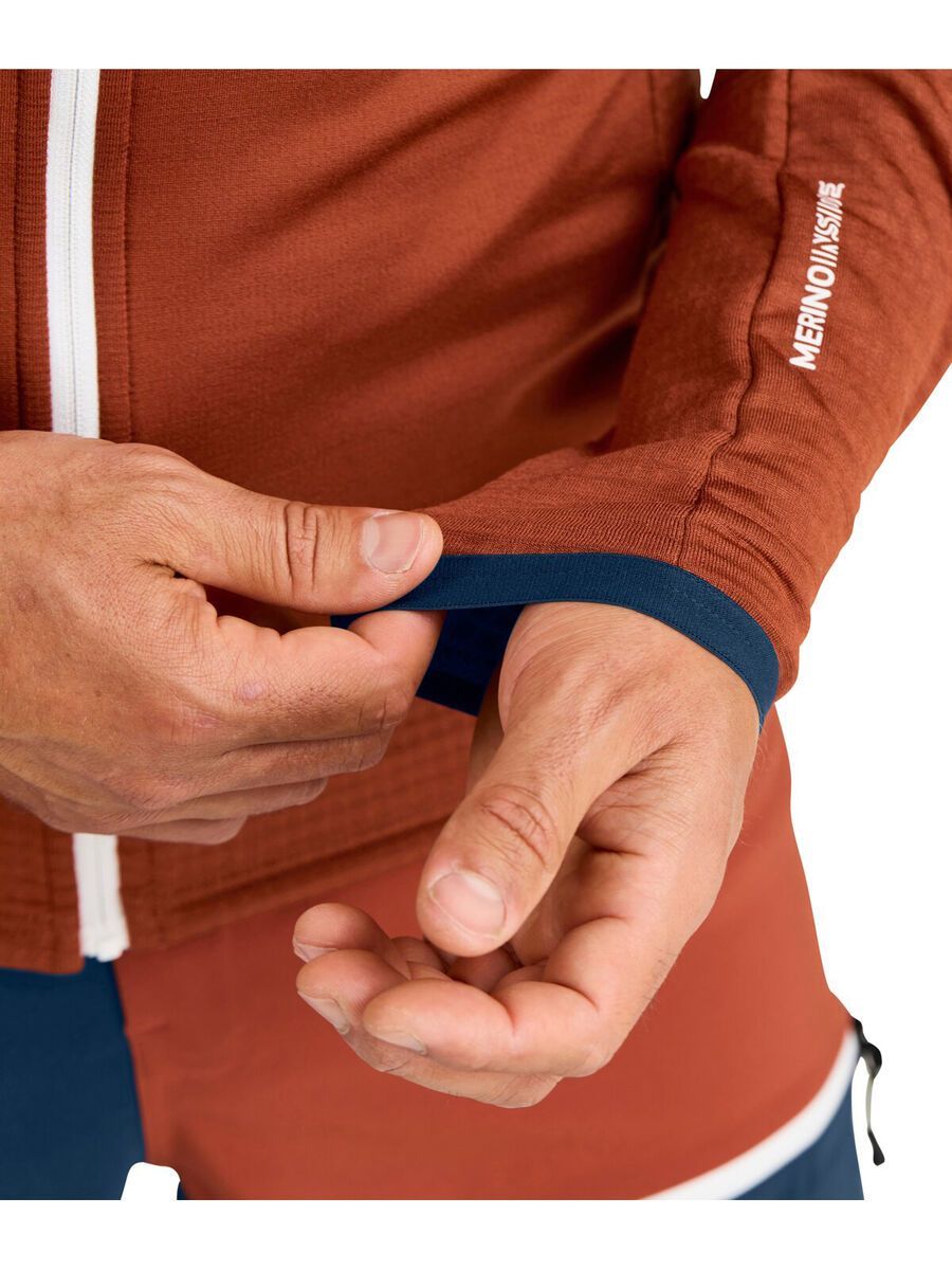 Ortovox Merino Fleece Grid Jacket M, clay orange - Bild 8