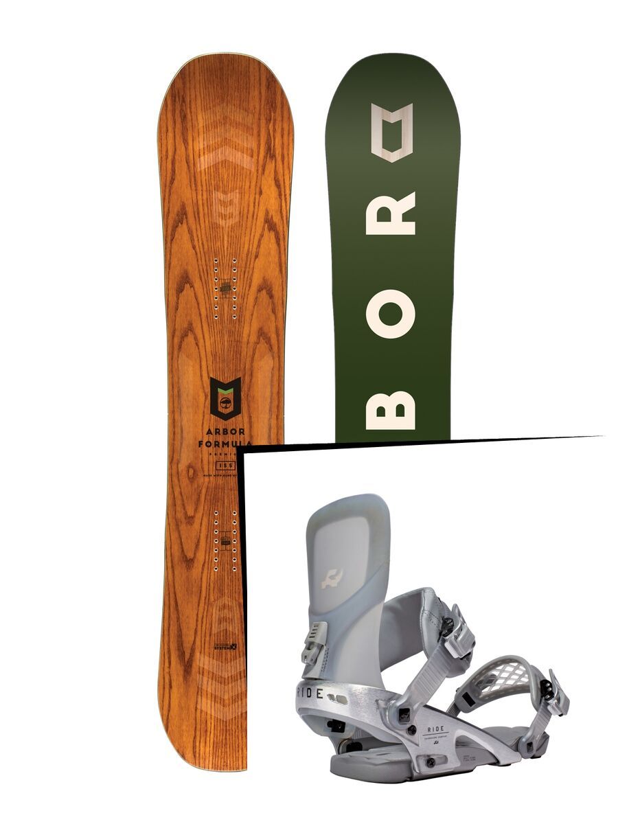 Set: Arbor Formula Premium Mid Wide 2017 + Ride Rodeo LTD 2016, silver - Snowboardset - Bild 1