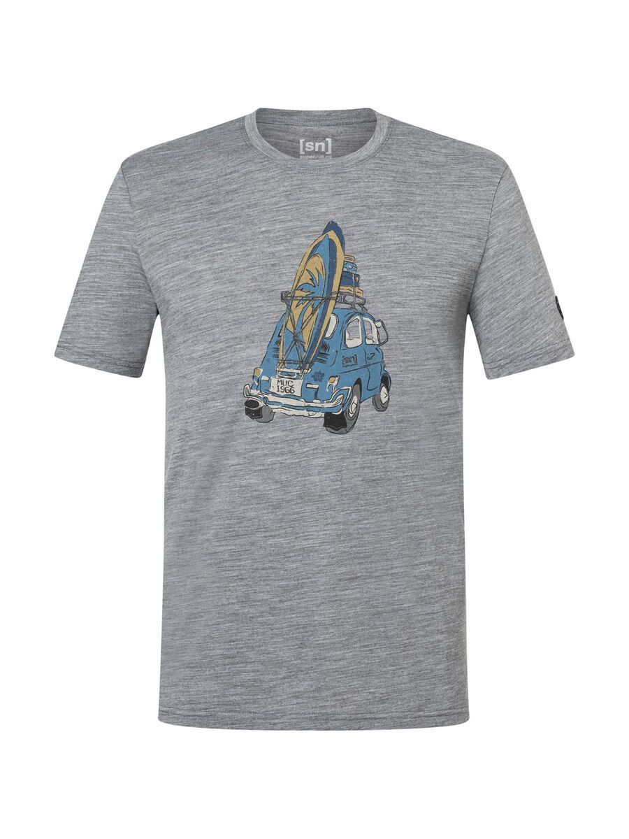 super.natural Carsurf Tee Herren, cashmere grey melange/various - Bild 1