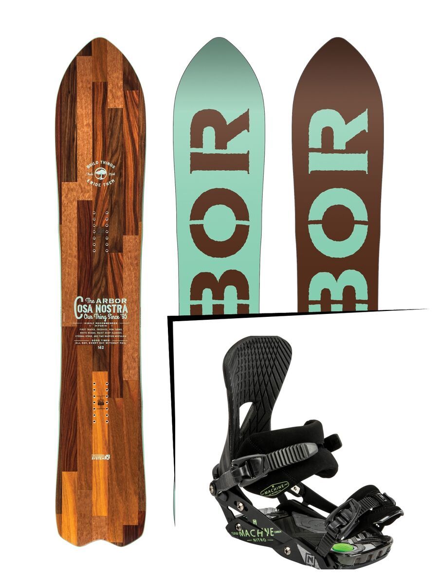 Set: Arbor Cosa Nostra 2017 + Nitro Machine 2015, black - Snowboardset - Bild 1