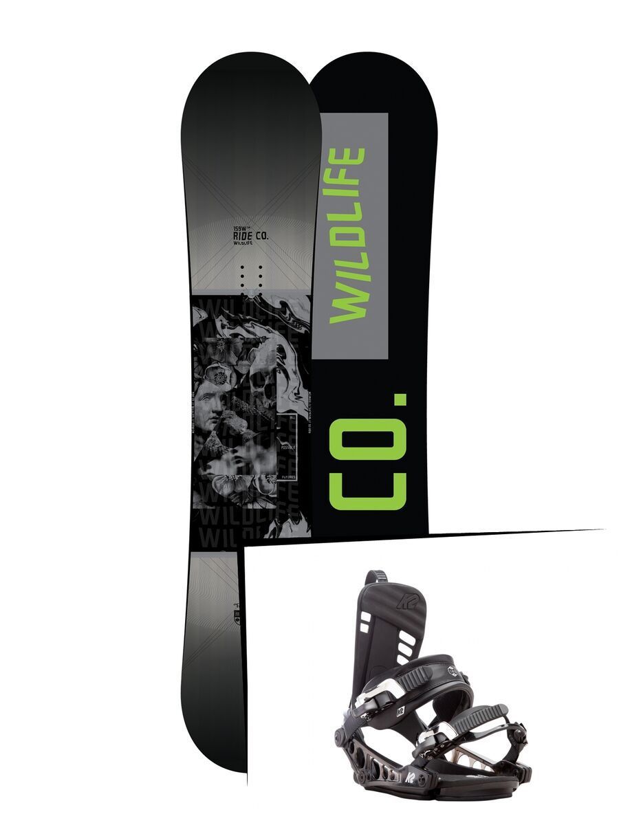 Set: Ride Wild Life Wide 2017 + K2 Cinch CTX 2017, black - Snowboardset - Bild 1