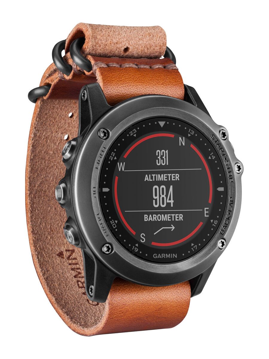 Garmin fenix 3 mit Saphirglas, Lederarmband und Nylonband, grau - Bild 6