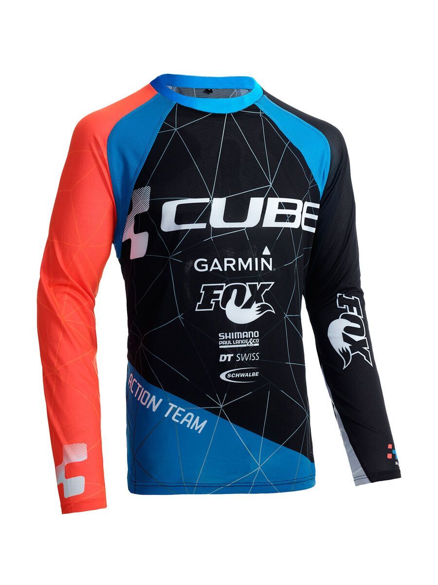 Cube Action Rundhalstrikot Team langarm, black´n´blue´n´flashred - Bild 1
