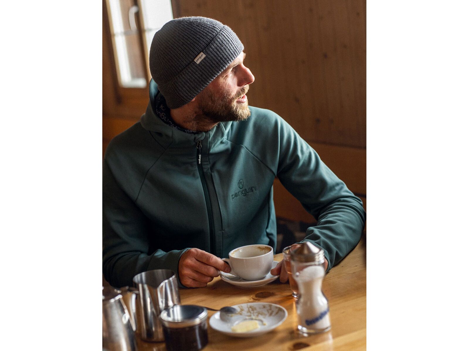 Penguin Männer Stretch Fleece Hoodie, fender green - Bild 3