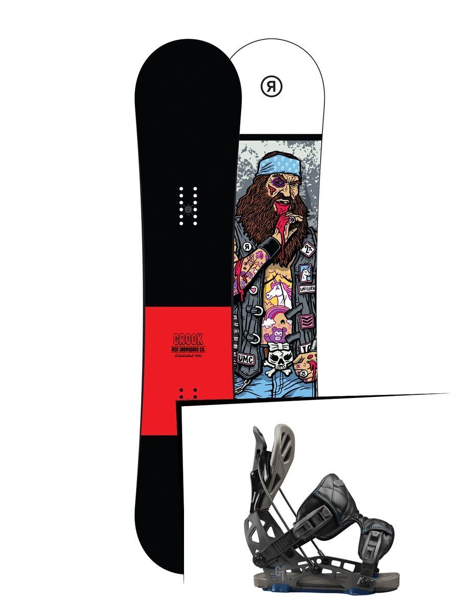 Set: Ride Crook Wide 2017 + Flow NX2-GT 2017, black - Snowboardset - Bild 1