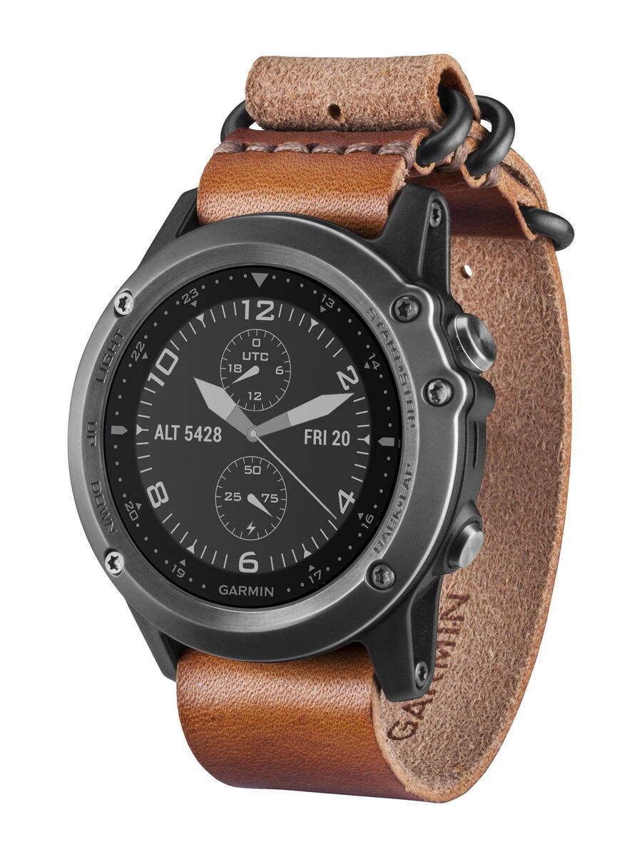 Garmin fenix 3 mit Saphirglas, Lederarmband und Nylonband, grau - Bild 1